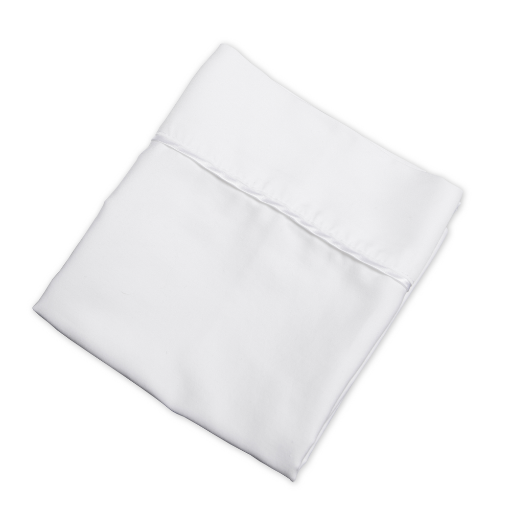 Nollapelli single white pillowcase with bead of white satin trim